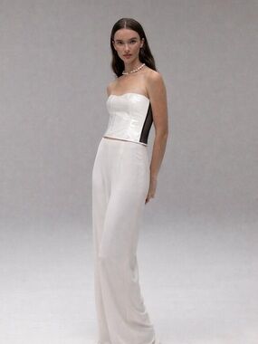 Tibi White Patent Strapless Corset Top Size 6 NWT Structured Bustier